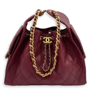 C25 Hobo Red Shoulder Bag in Caviar Leather, Gold hardware