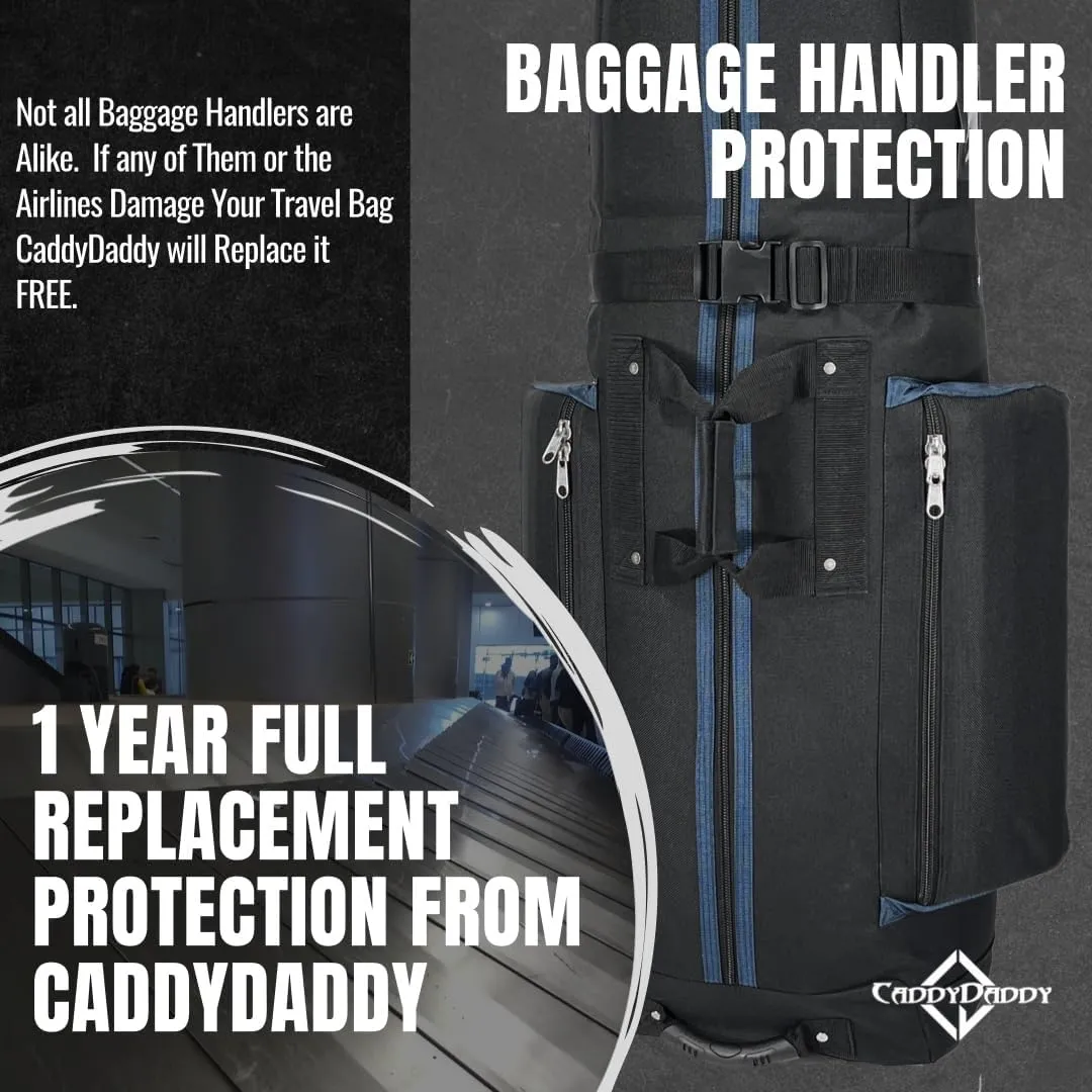 CaddyDaddy Constrictor Soft-Sided Golf Travel Bag Cover with Padded Top, Wheels & Lockable Oversized Zippers | Case for Transporting Clubs on Airlines | 1 Year Travel Case Replacement Coverage