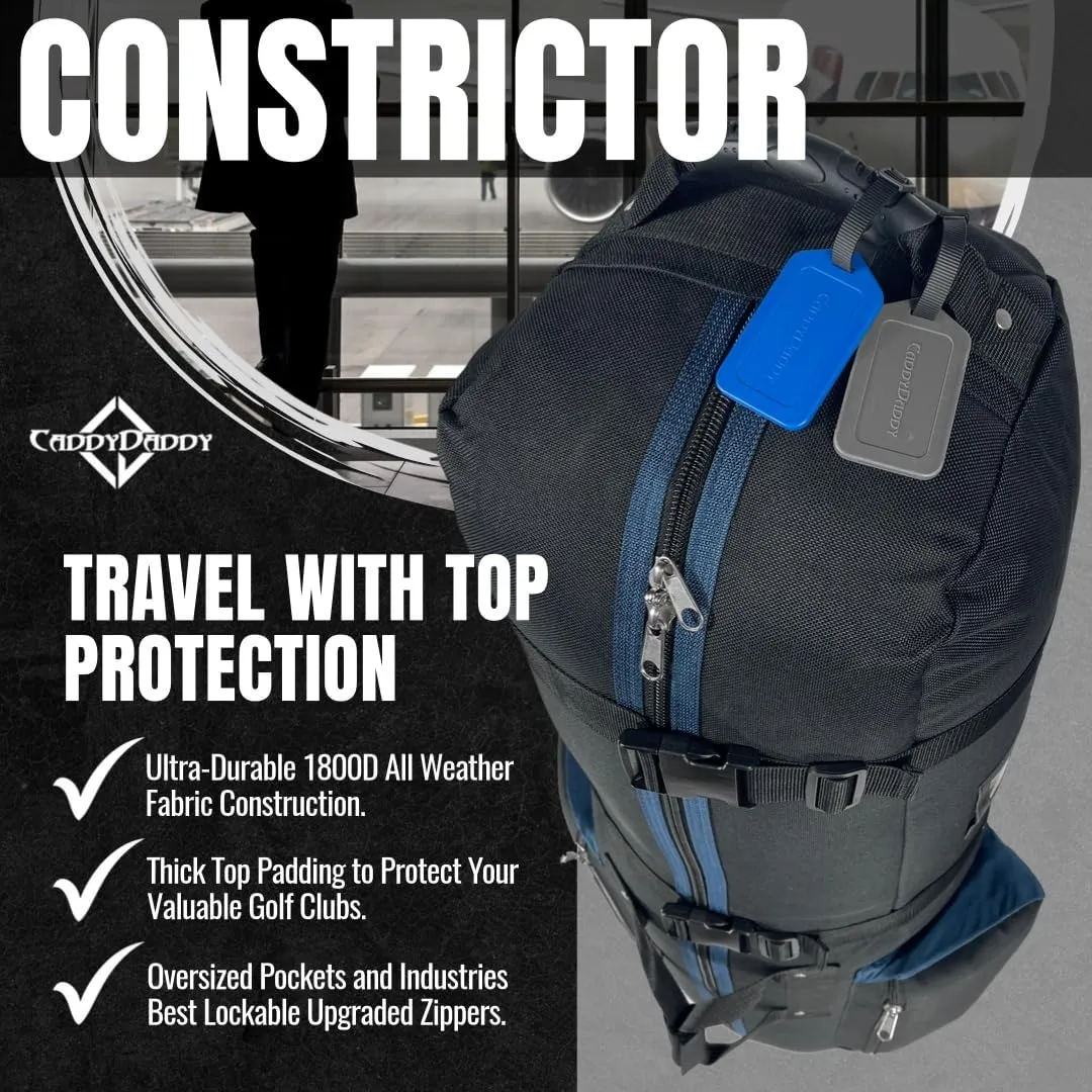 CaddyDaddy Constrictor Soft-Sided Golf Travel Bag Cover with Padded Top, Wheels & Lockable Oversized Zippers | Case for Transporting Clubs on Airlines | 1 Year Travel Case Replacement Coverage