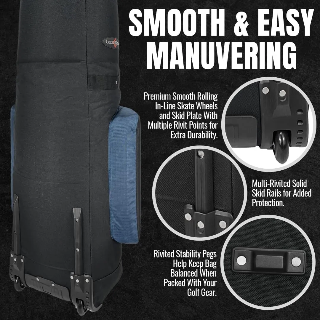 CaddyDaddy Constrictor Soft-Sided Golf Travel Bag Cover with Padded Top, Wheels & Lockable Oversized Zippers | Case for Transporting Clubs on Airlines | 1 Year Travel Case Replacement Coverage