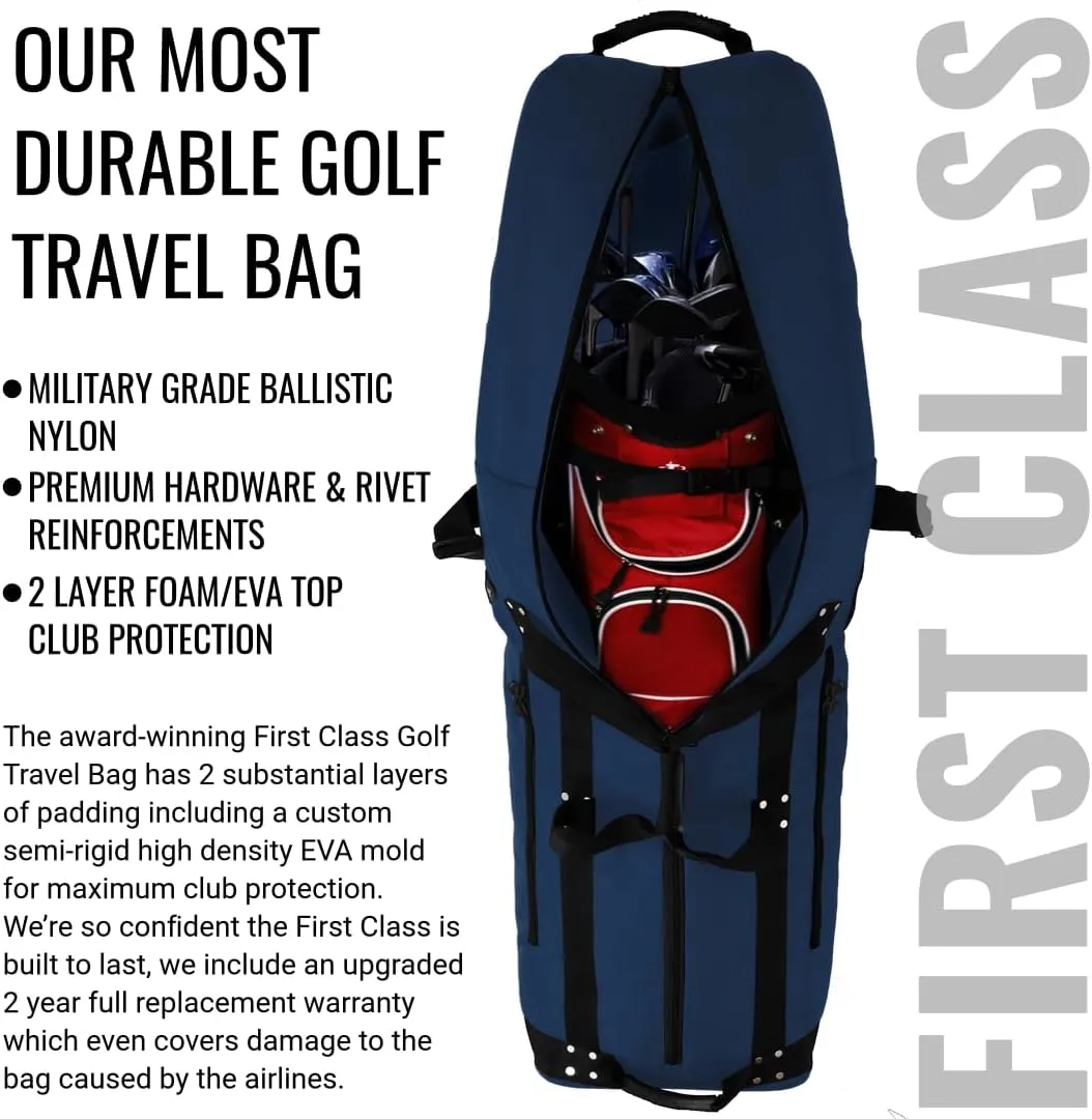 CaddyDaddy New First Class Premium Padded Golf Club Travel Cover with Wheels - Heavy Duty Golf Travel Bag for Airlines