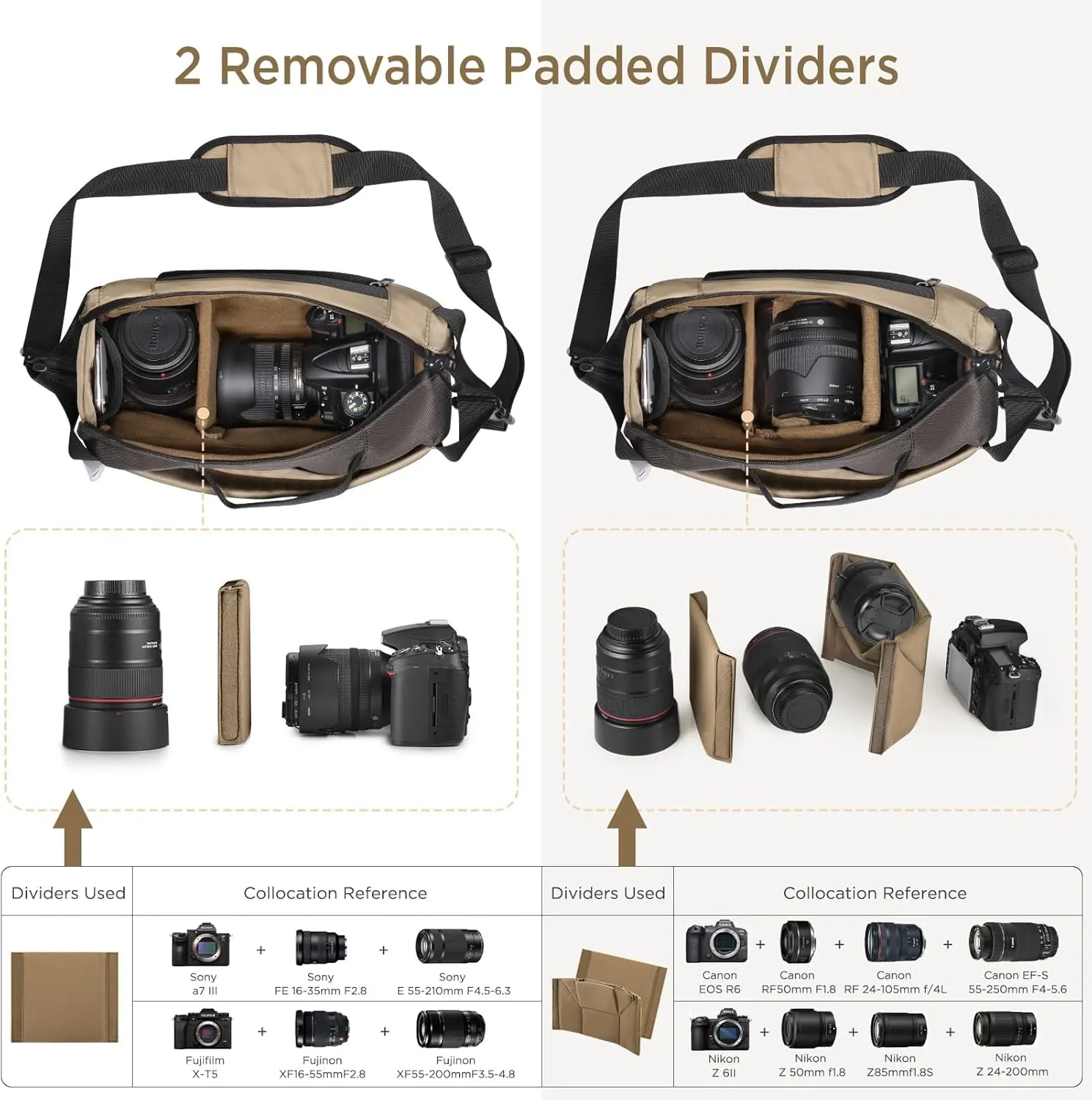 Camera Sling Bag, Waterproof Camera Case with Tripod Holder, DSLR/SLR/Mirrorless Cameras Shoulder Bag, Crossbody Camera Bags for Photography (Coffe)