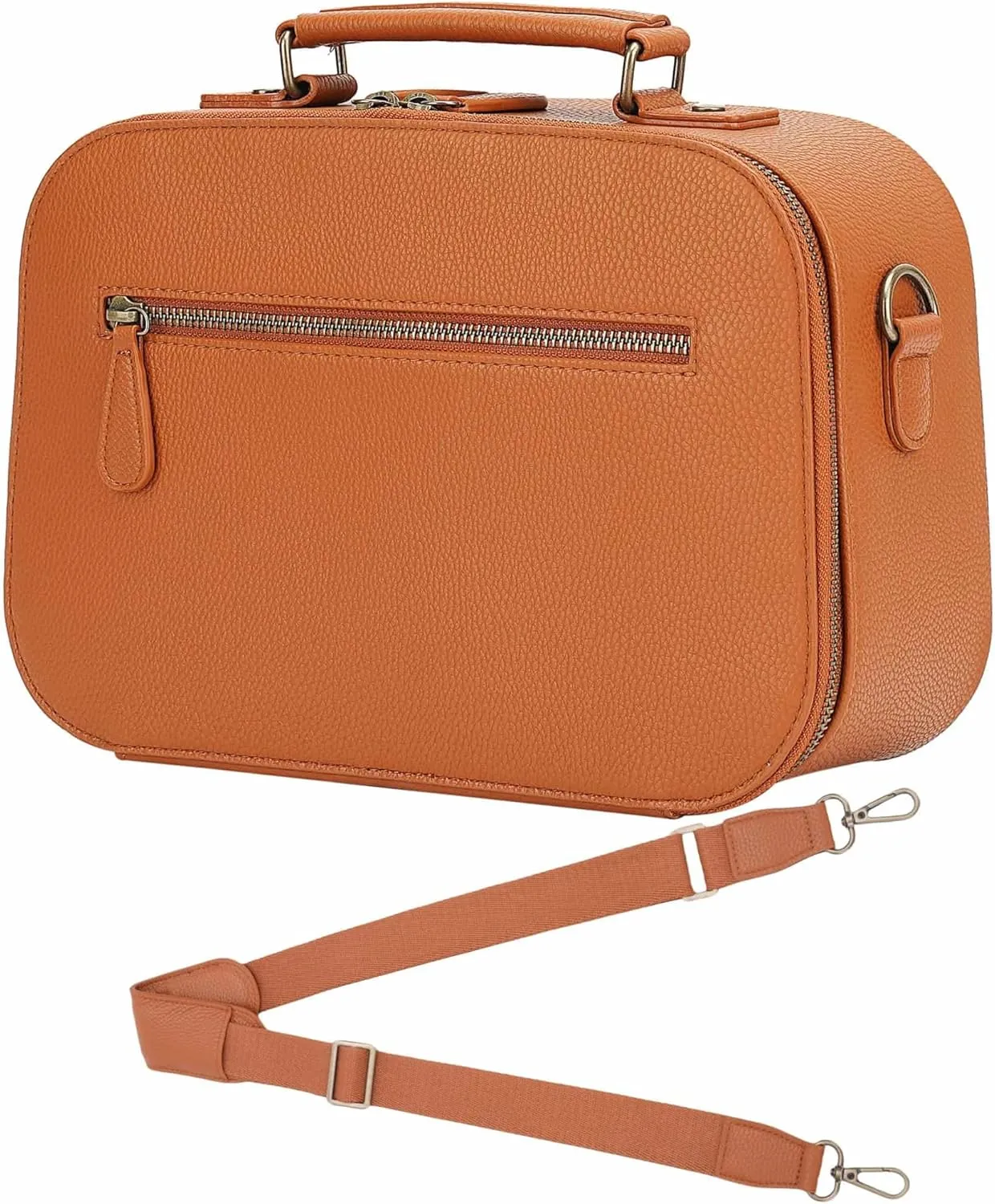 Camera Sling Bag, Waterproof PU Leather Crossbody Camere Bag for Photographers, Small Shockproof Case with Removable Dividers for DSLR/SLR/Mirrorless, 5L Brown