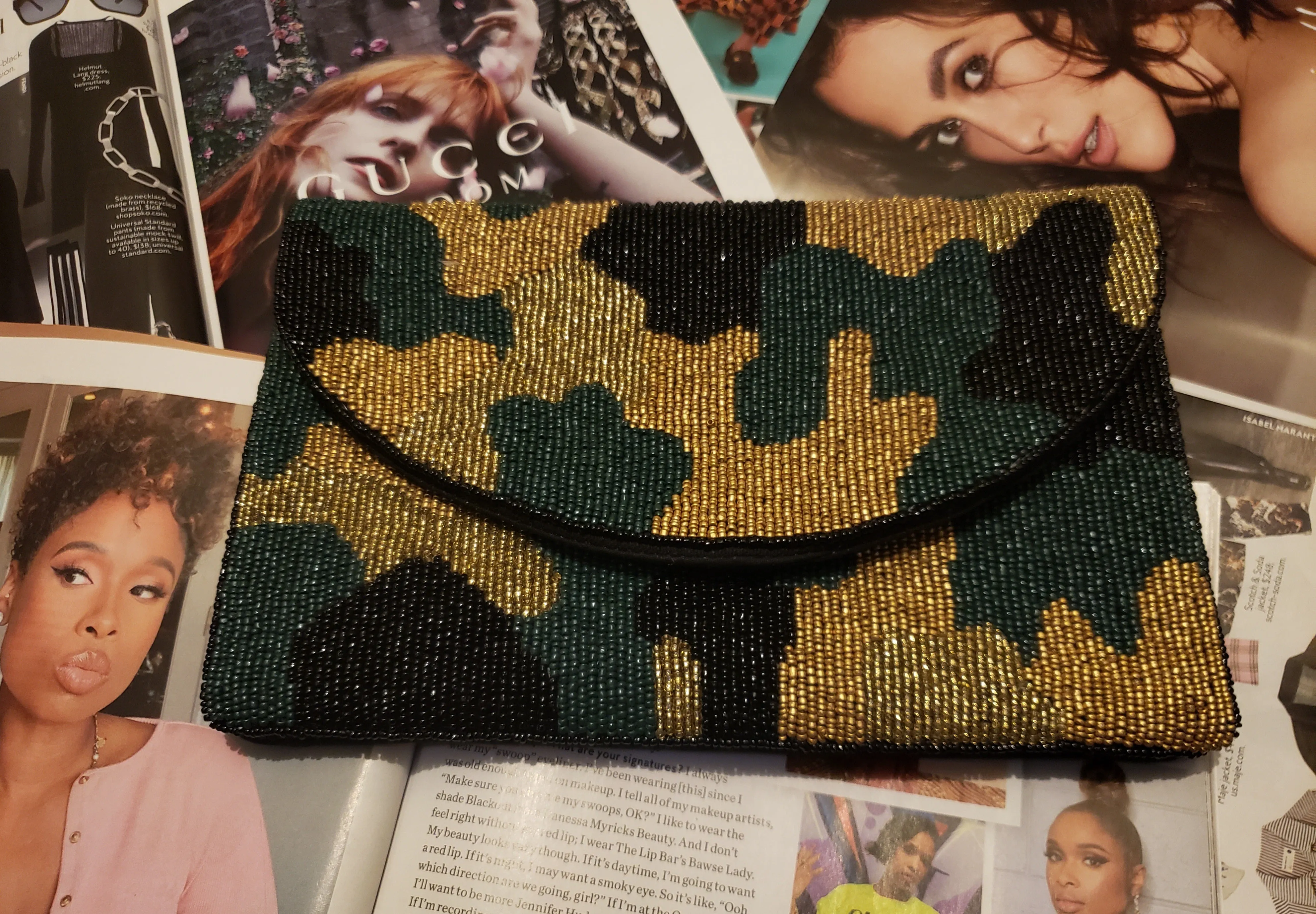 Camo Beaded Clutch