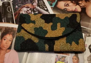 Camo Beaded Clutch