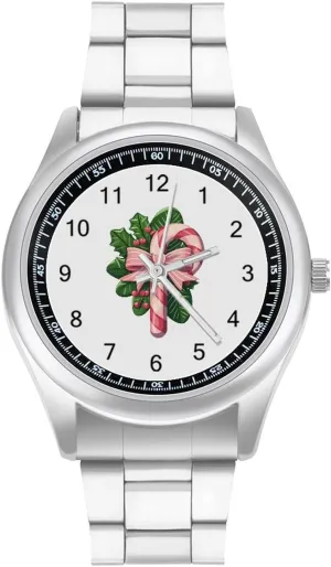 Candy Cane Christmas Bow Fashion Classic Wrist Watches for Men Casual Business Dress Watch Unisex