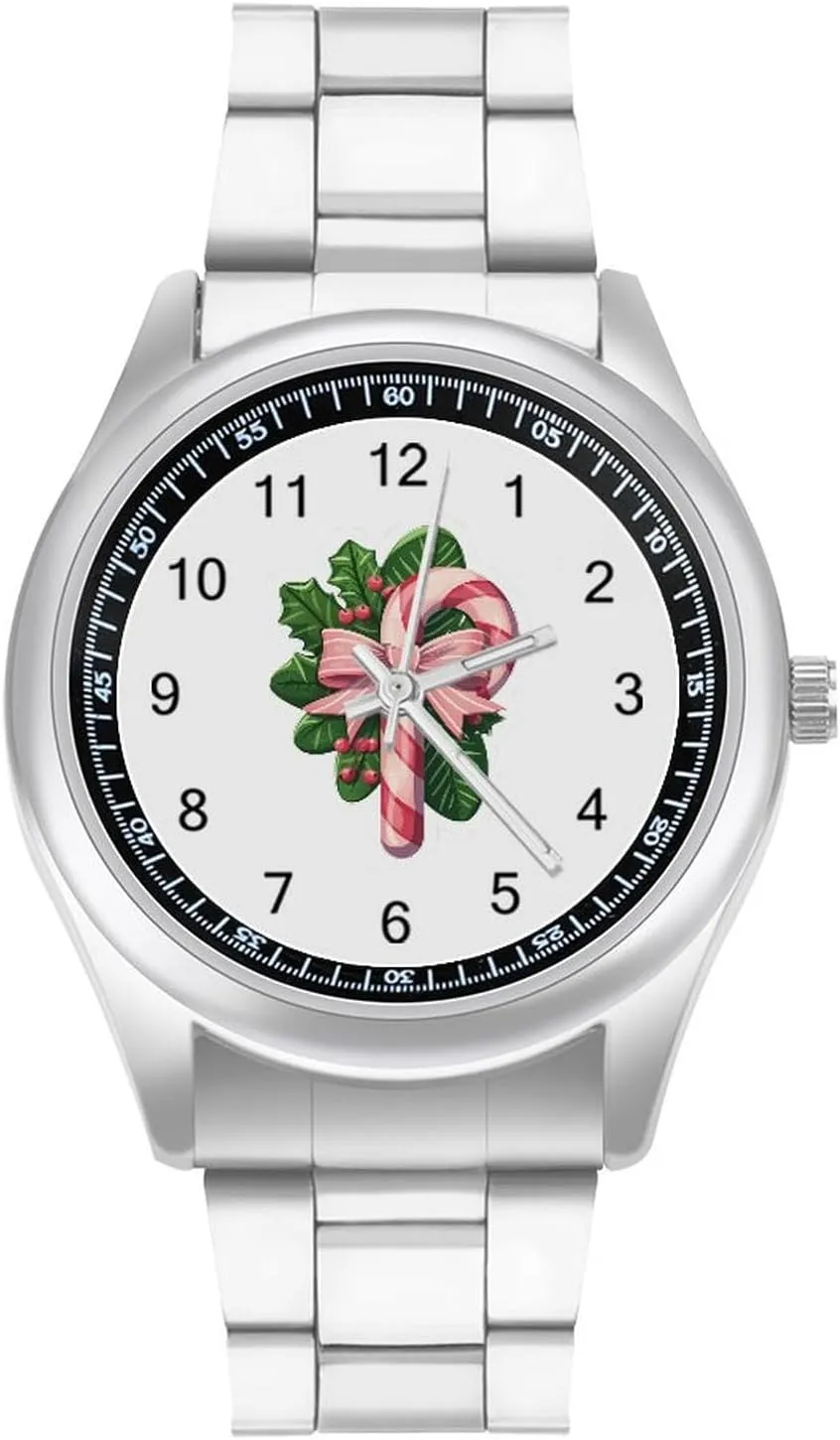 Candy Cane Christmas Bow Fashion Classic Wrist Watches for Men Casual Business Dress Watch Unisex