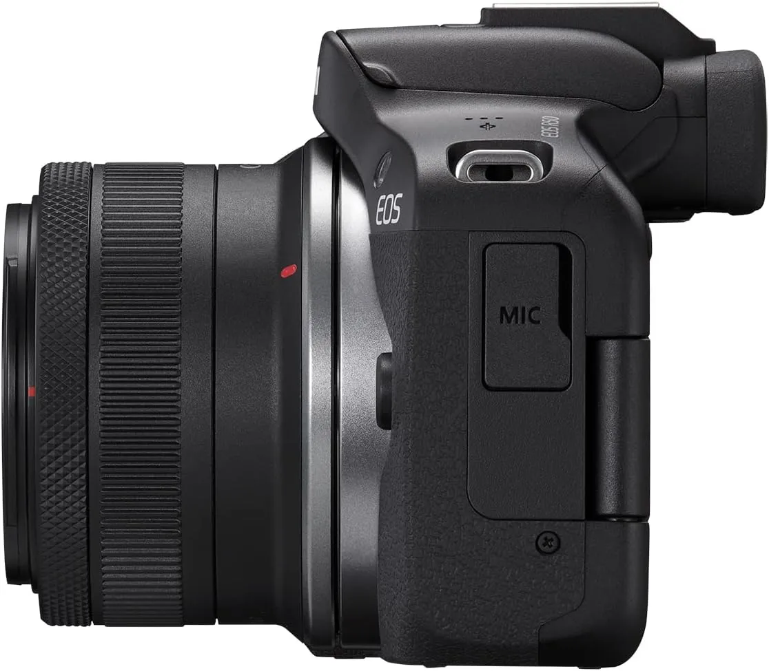 Canon EOS R50 Mirrorless Camera RF-S18-45mm F4.5-6.3 is STM Lens Kit, 24.2 Megapixel CMOS (APS-C) Sensor, 4K Video, Hybrid Camera, Photo and Video, Vlogging, Content Creator, RF Mount, Black