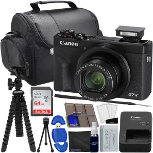 Canon PowerShot G7 X Mark III Digital Camera (Black) Bundle with 64GB Memory, 12" Flex Tripod, USB High Speed Card Reader   Complete Photo Kit (20 Items)