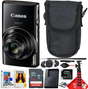 Canon PowerShot IXY 650 / ELPH 360 HS Compact Digital Camera 12x Optical Zoom (Black) Bundle with 64GB Memory Card   Camera Case   Card Reader   Spider Tripod   More (13pc Bundle) (Renewed)