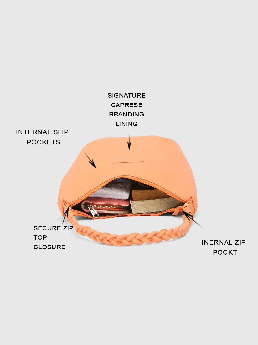 Caprese Margate Small Coral Hobo Bag