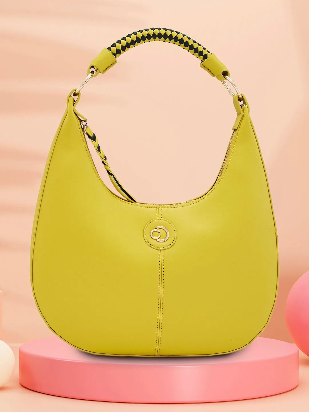 Caprese Mindy Medium Cyber Lime Hobo Bag