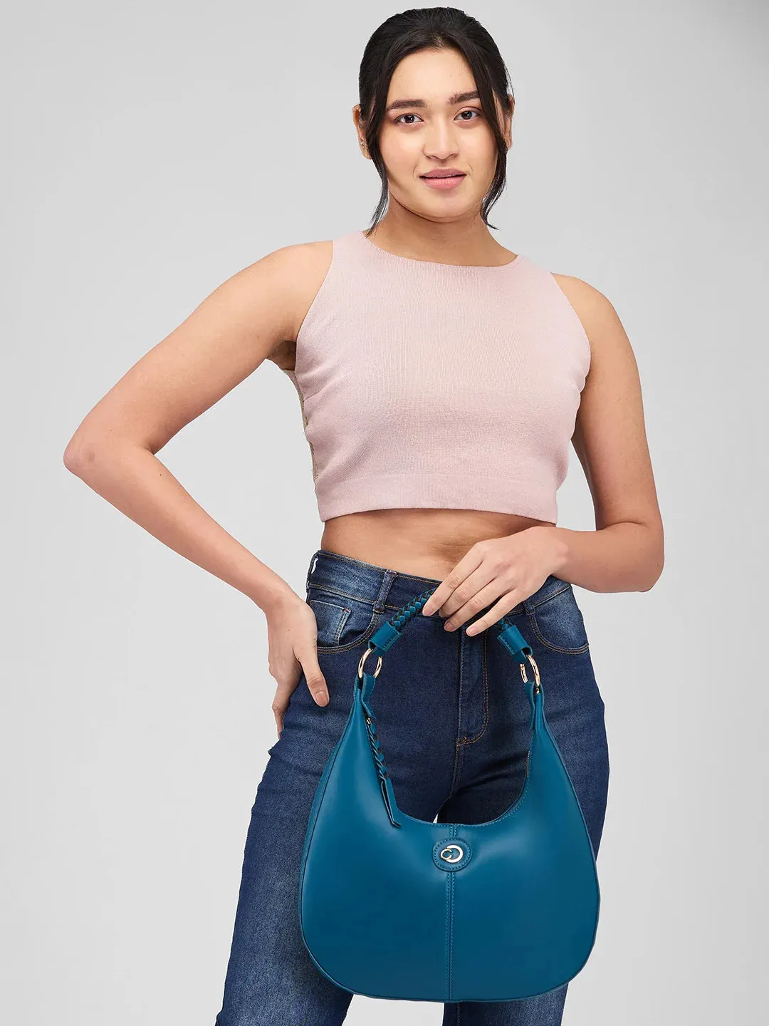 Caprese Mindy Medium Teal Hobo Bag