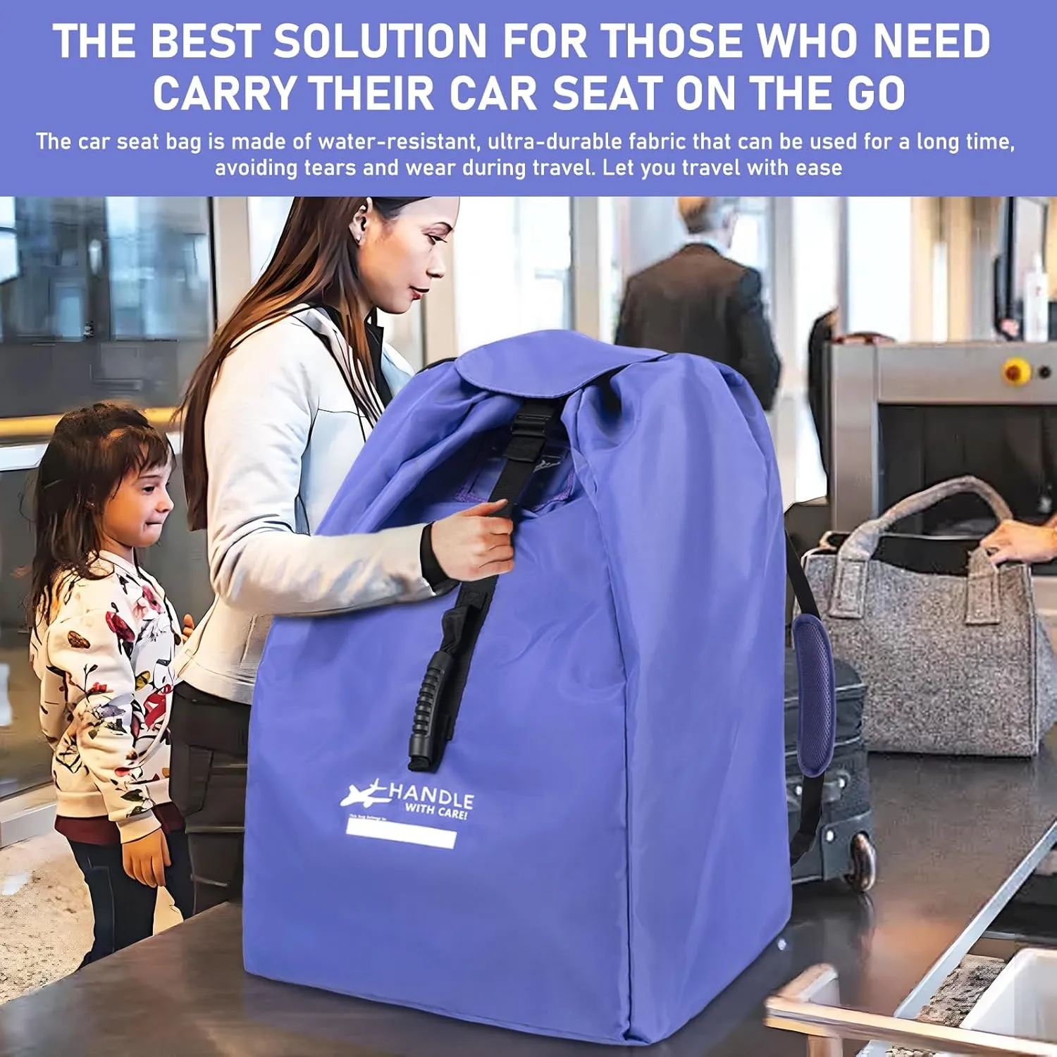 Car Seat Travel Bag for Airplane - Fits Infant Car Seats, Convertible Car Seats, Booster Seats, Car Seat Bases - for Worry-Saving, Effortless and Safe Travel