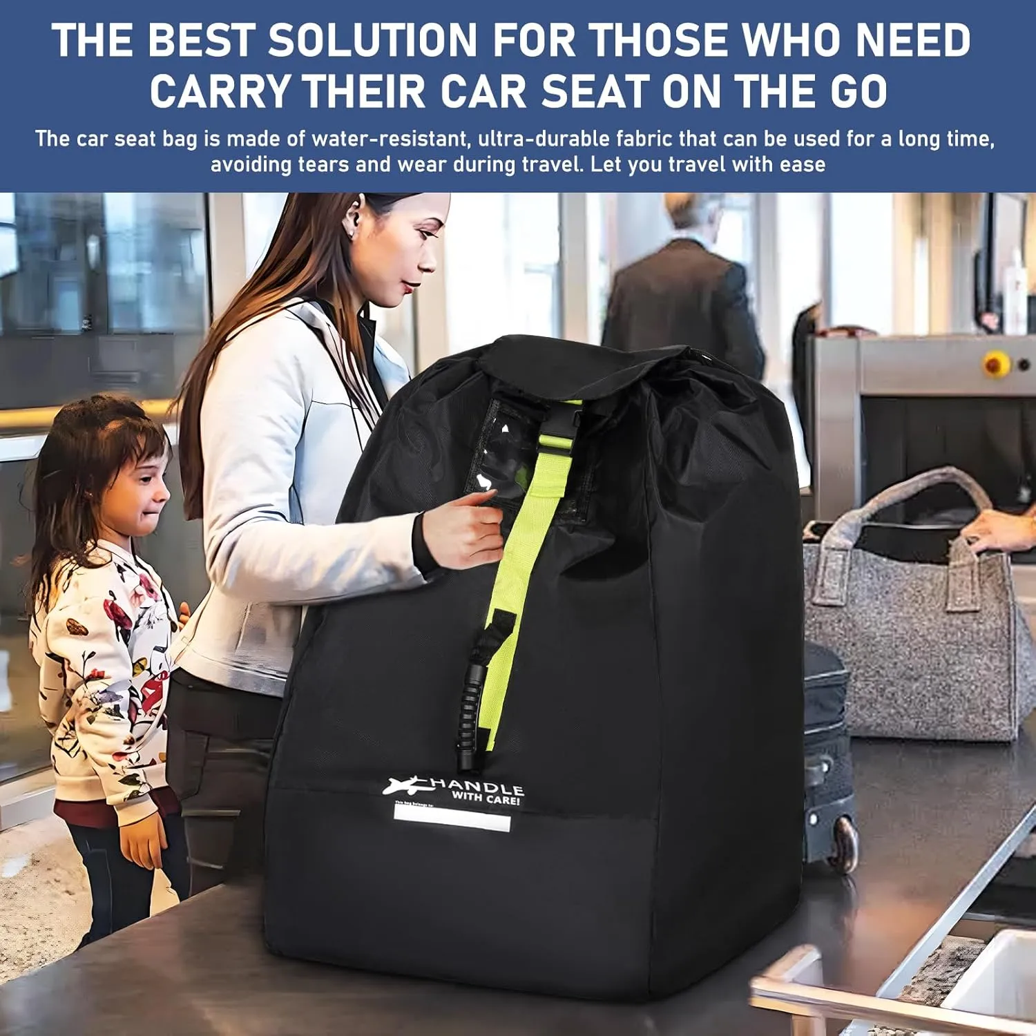 Car Seat Travel Bag for Airplane - Fits Infant Car Seats, Convertible Car Seats, Booster Seats, Car Seat Bases - for Worry-Saving, Effortless and Safe Travel