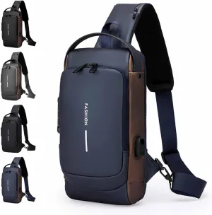Carbon Fiber Streamline Anti-Theft Sling Bag, Waterproof USB Charging Sport Sling Anti Theft Shoulder Bag for Commutes Sports
