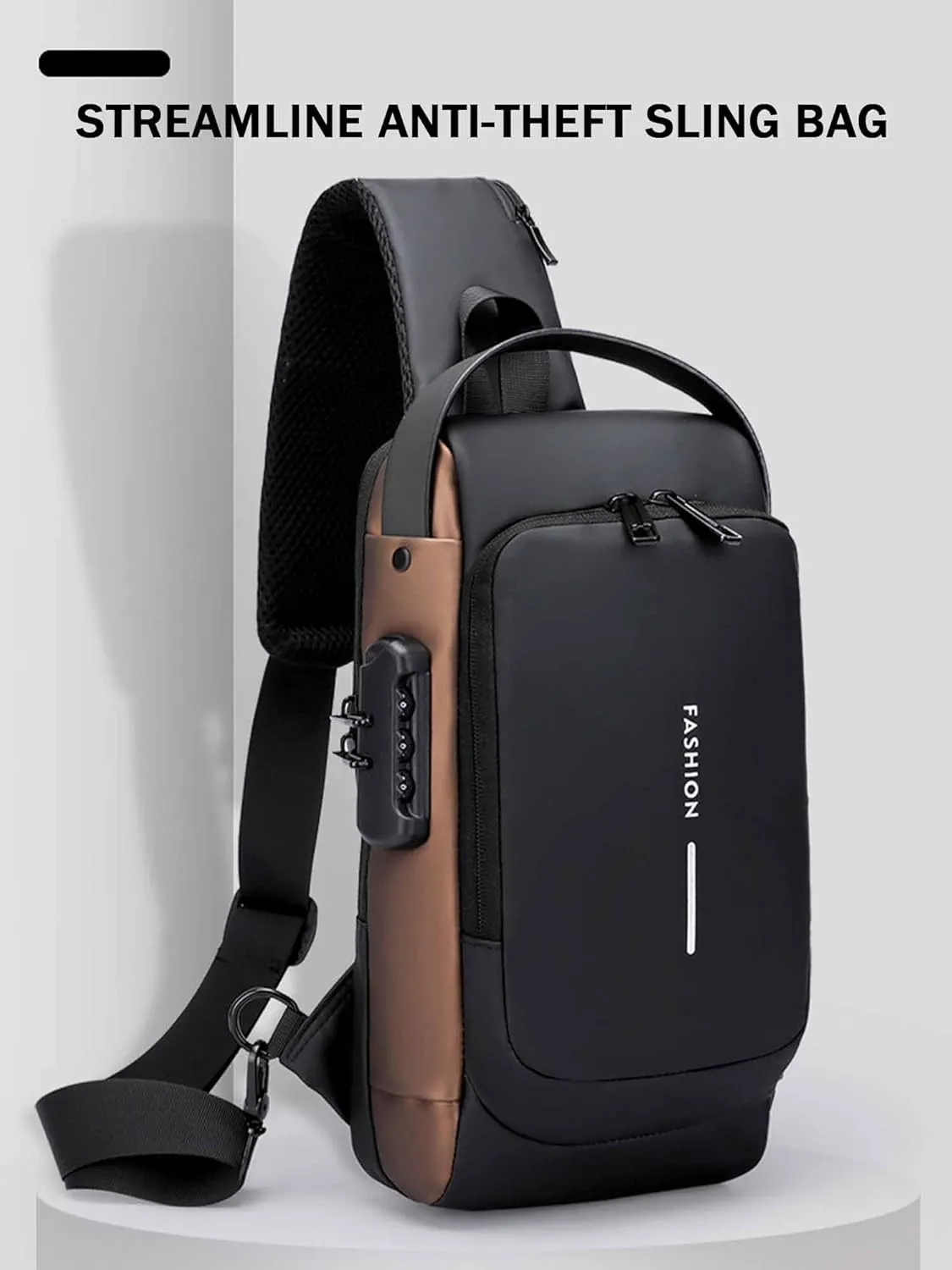 Carbon Fiber Streamline Anti-Theft Sling Bag, Waterproof USB Charging Sport Sling Anti Theft Shoulder Bag for Commutes Sports