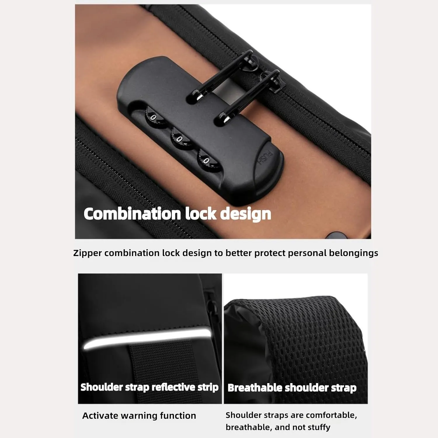 Carbon Fiber Streamlined Anti-theft Crossbody Bag, USB Charging Sports Sling Bag, Waterproof Shoulder Bag, Fashionable Crossbody Bag Suitable for Sports and Leisure (Blue Collage Gold)