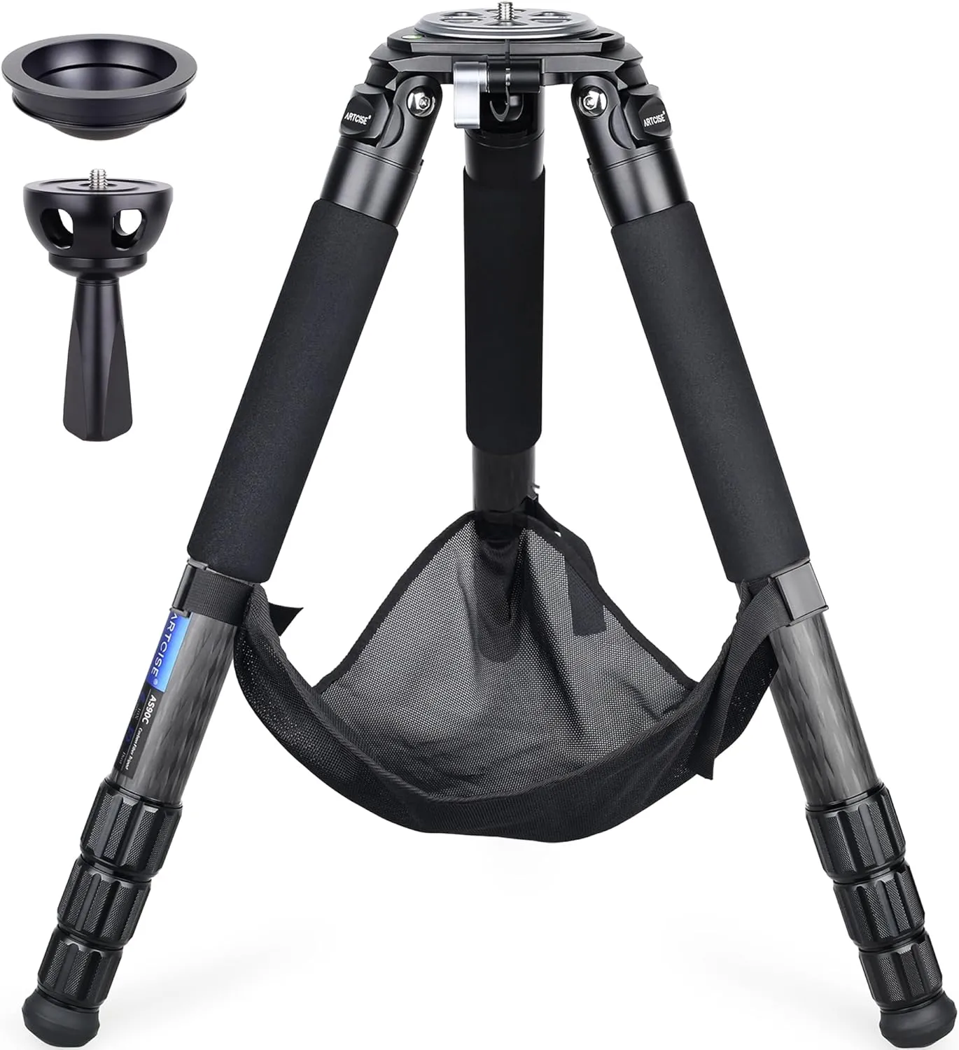 Carbon Fiber Tripod Heavy Duty Bowl Tripod ARTCISE AS90C Camera Tripod Ultra Stable Carbon Tripod Stand with 75mm Bowl and Adapter 10 Layers Carbon Fiber 40mm Leg Tube Max Load 88 Lbs/40kg