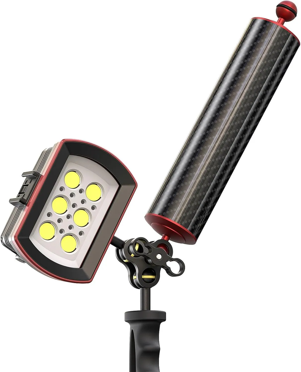 Carbon Fiber Underwater Float Arm with Dual Ball Mounts for Photography and Video, Compatible with Diving Trays, Video Lights, Strobes (red, 60mm12')