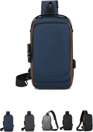 Carbonfiber Streamline Anti-Theft Sling Bag,Usb Charging Waterproof Shoulder Bag For Daily Trips Daypack