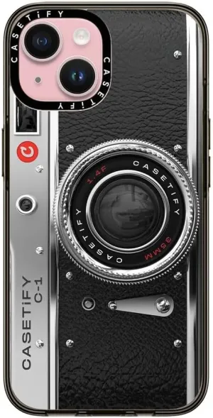 CASETiFY Compact iPhone 15 Case [4 ft. 2X Military Grade Drop Protection/Slim/Lightweight] - Camera Case - Classic - Clear Black