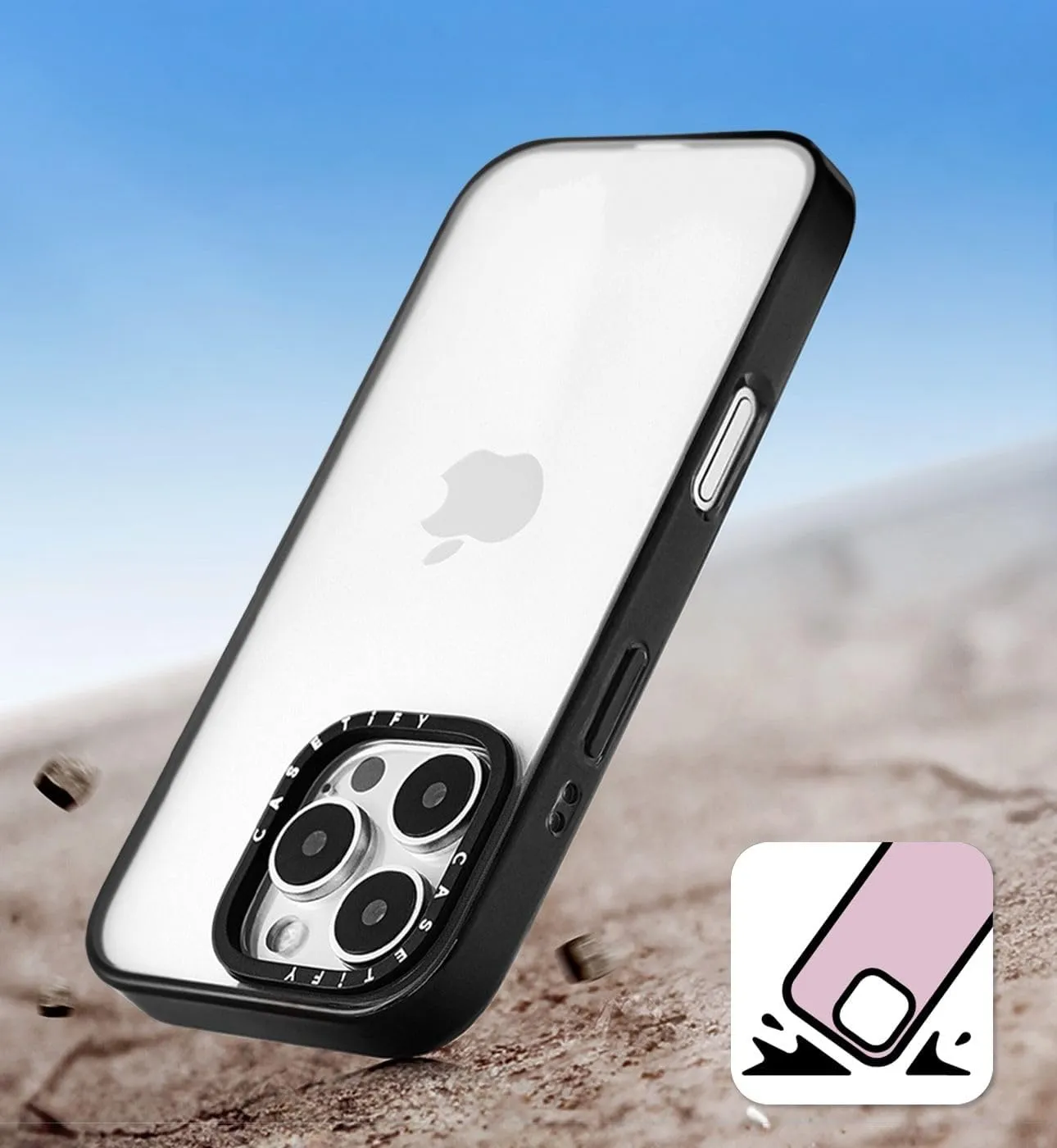 CASETiFY Compact iPhone 15 Pro Max Case [4 ft. 2X Military Grade Drop Protection/Slim/Lightweight] - Camera Case - Classic - Clear Black