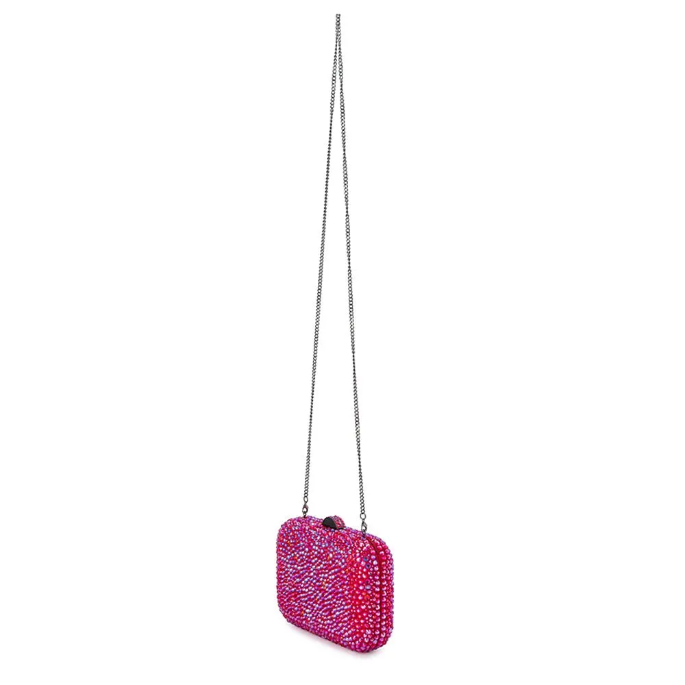 Casey Hot Fix Sparkle Clutch - Fuschia