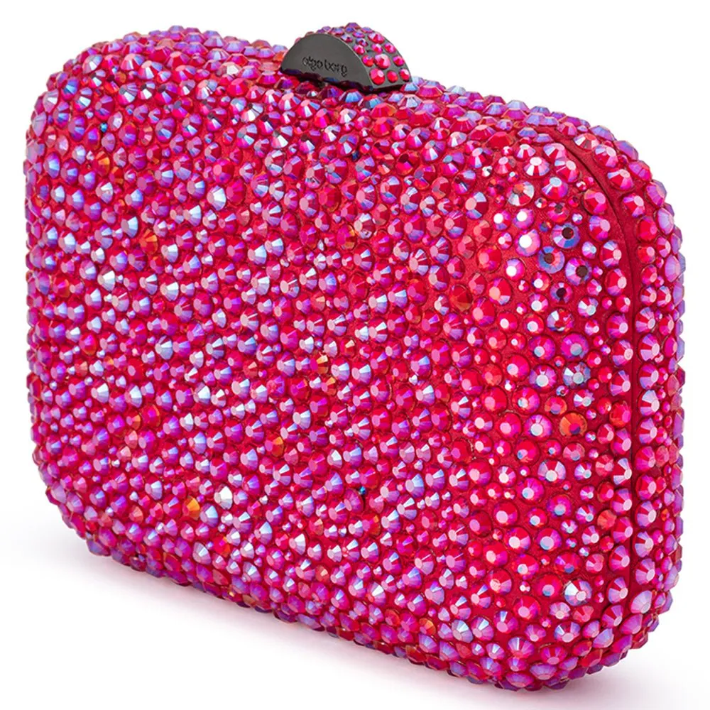 Casey Hot Fix Sparkle Clutch - Fuschia
