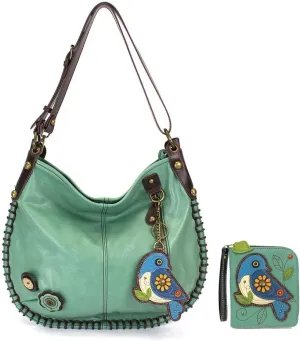 CHALA Handbags Blue Bird Zip-Around Wristlet Wallet, Hobo - Bird Lover Gift