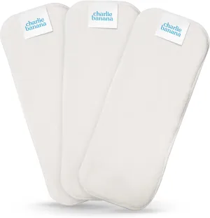 Charlie Banana Baby Super Absorbent Deluxe Reusable and Washable Fleece Inserts for Cloth Diapers, Newborn/Booster Size, 3 Pack
