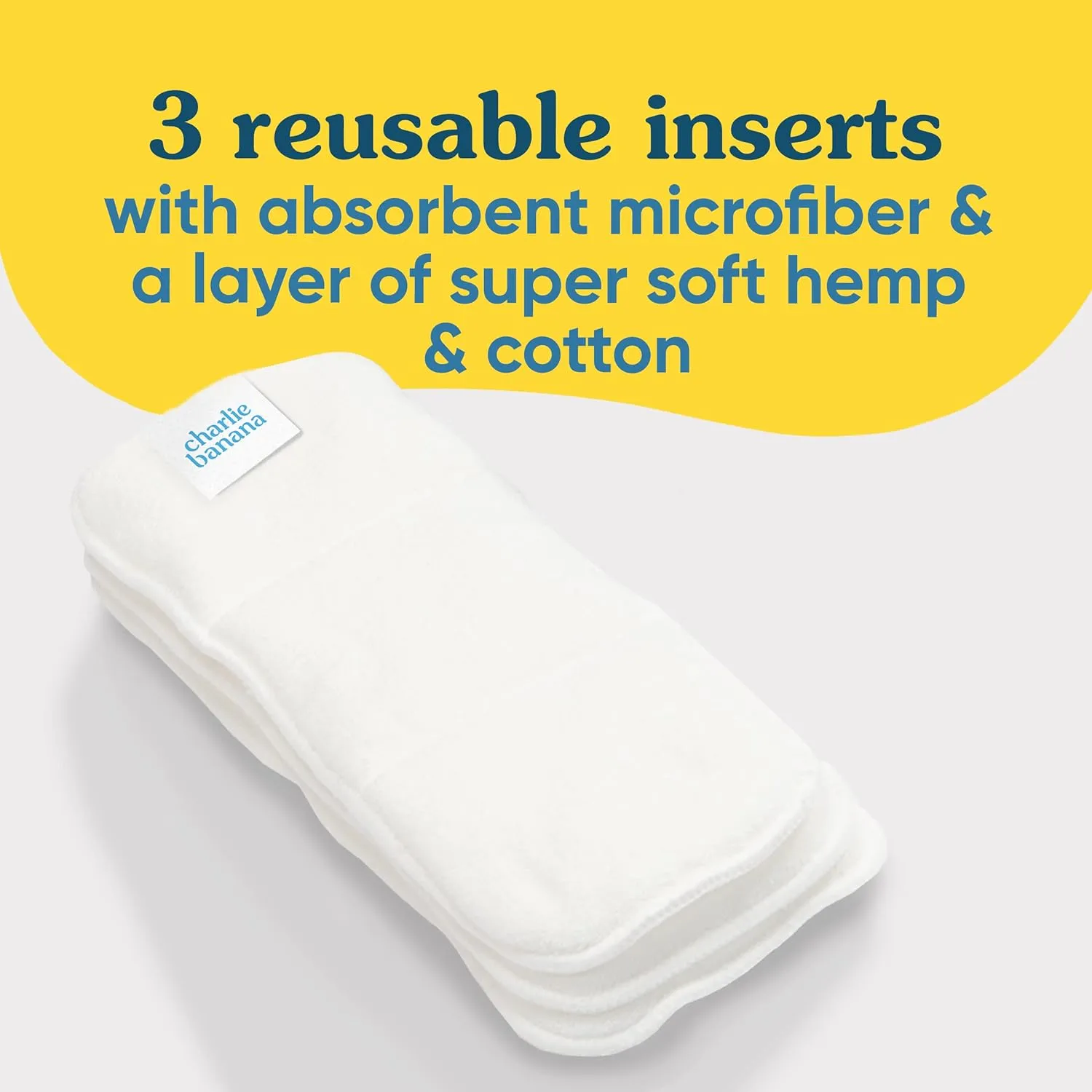 Charlie Banana Baby Super Absorbent Deluxe Reusable and Washable Fleece Inserts for Cloth Diapers, Newborn/Booster Size, 3 Pack