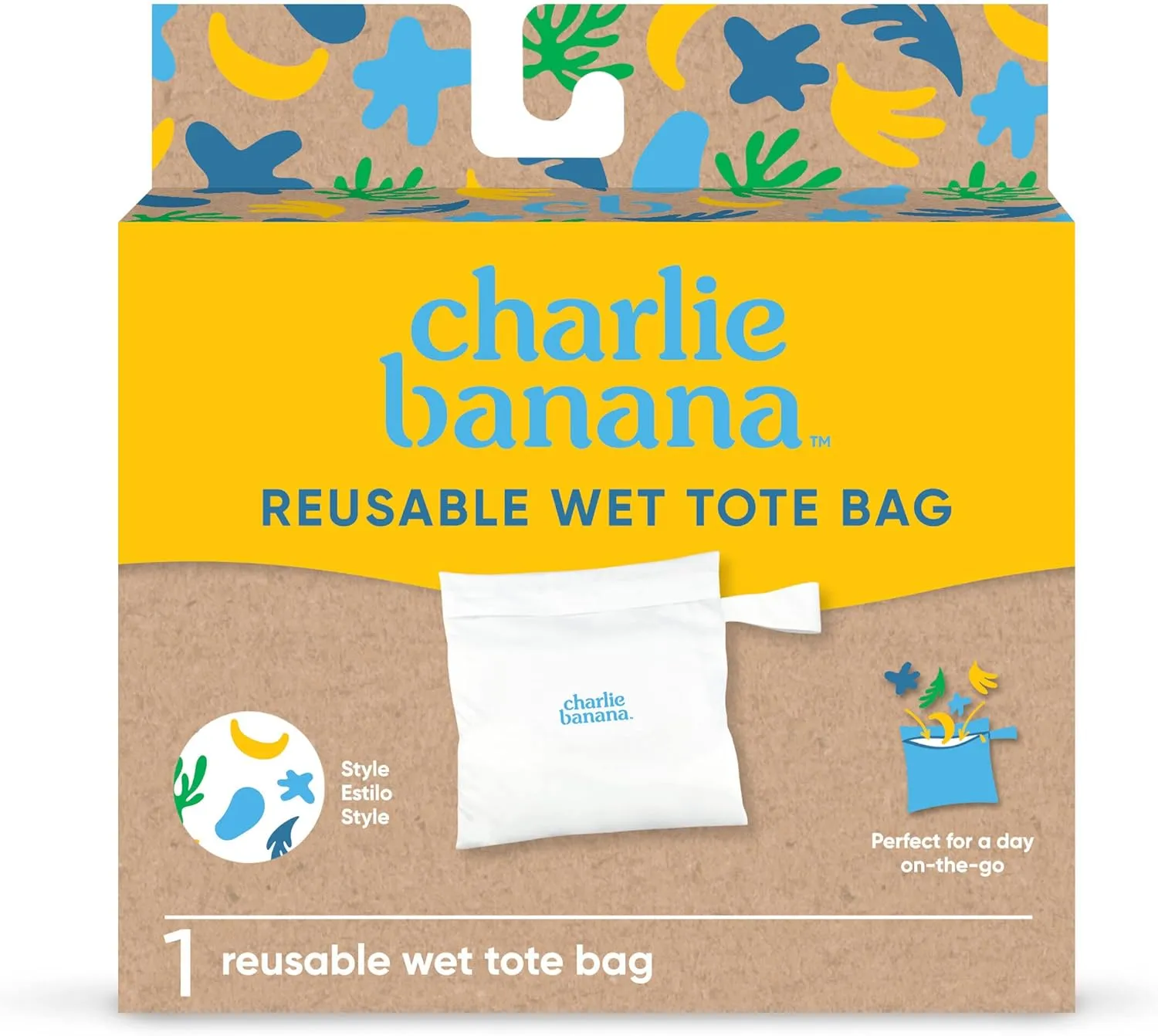CHARLIE BANANA Waterproof and Washable Reusable Tote Bag for Diapers and Swimwear