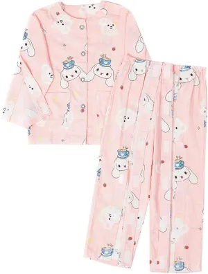 Childrens Bedridden Patient Clothing,Care Clothes,Disability Set with Full Opening on Both Sides,Post-Fracture Nursing Aid Suitable for Boys and Girls(Pink Rabbit,150)