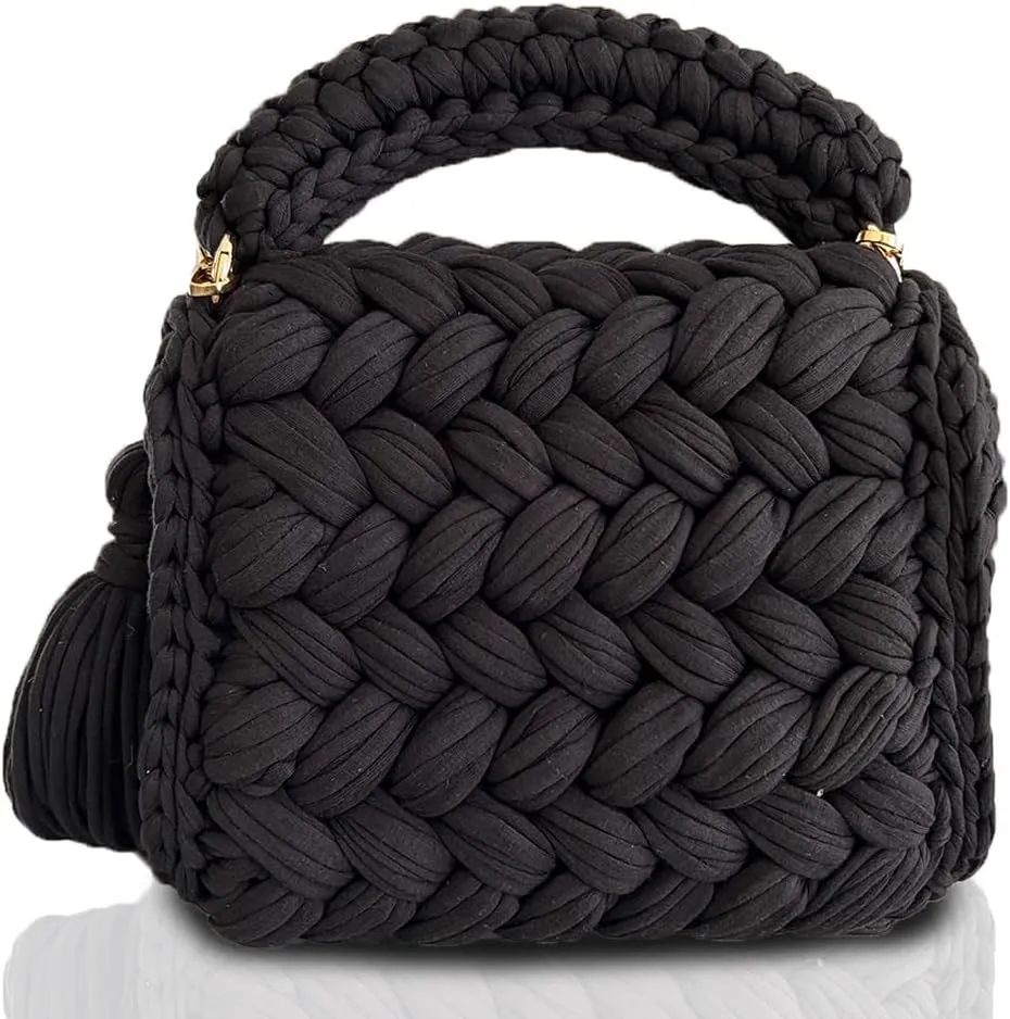 CHQEL Evening Clutch Bag for Women, Handmade Crochet Wedding Party Purse, Small Flap Formal Crossbody Handbag Evening Clutch