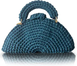CHQEL Evening Clutch Bag for Women, Handmade Crochet Wedding Party Purse, Small Flap Formal Crossbody Handbag Evening Clutch