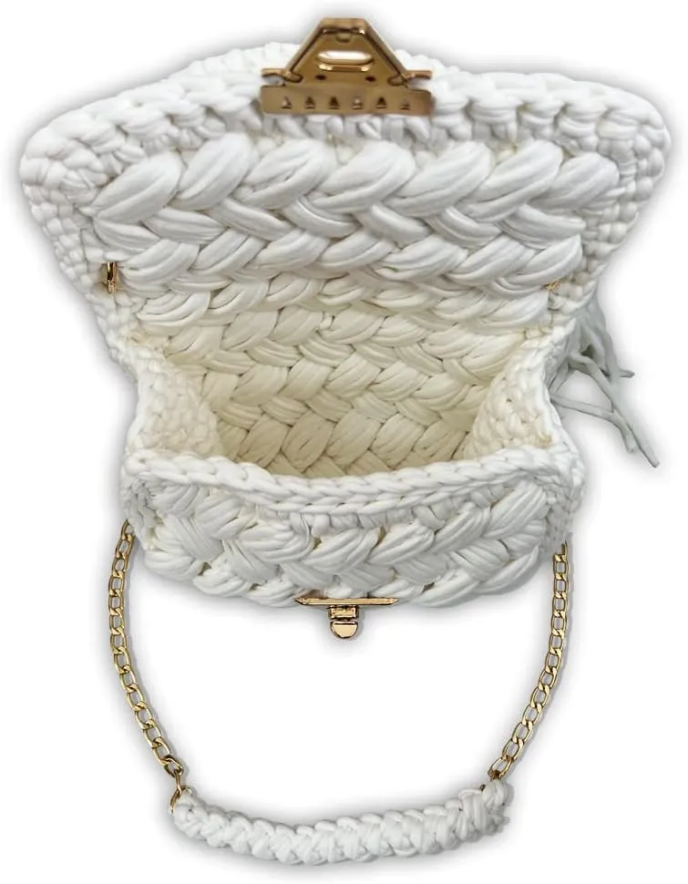 CHQEL Evening Clutch Bag for Women, Handmade Crochet Wedding Party Purse, Small Flap Formal Crossbody Handbag Evening Clutch