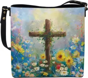 Christian Tote Bags for Women, God Quotes Leather Handbags Bucket Bags, PU Leather Bible Church Bag Satchel Hobo