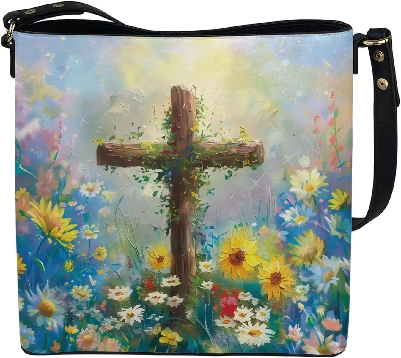 Christian Tote Bags for Women, God Quotes Leather Handbags Bucket Bags, PU Leather Bible Church Bag Satchel Hobo