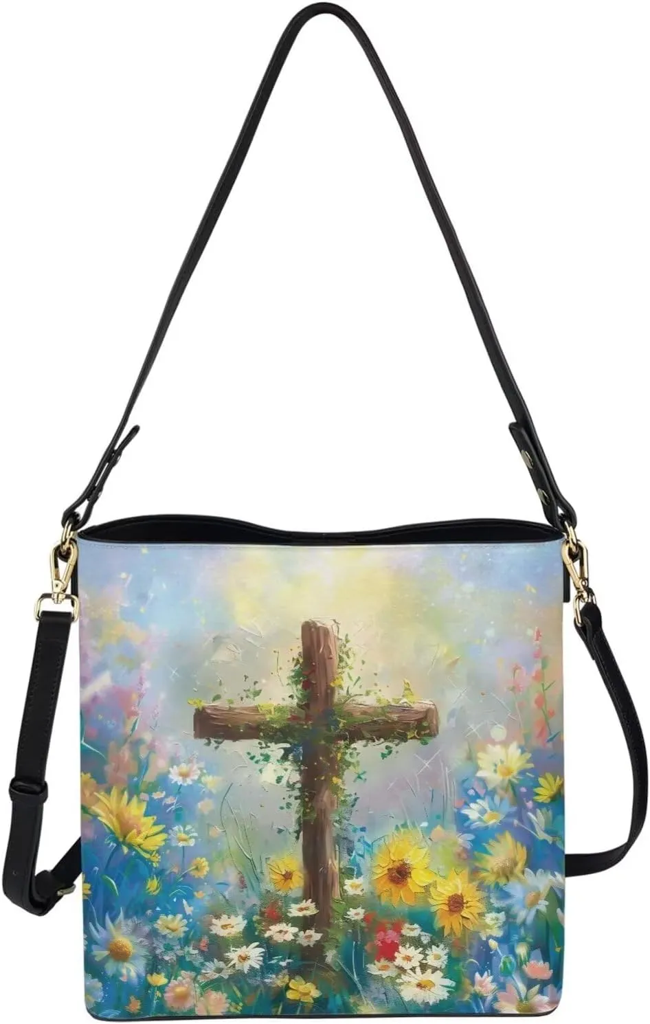 Christian Tote Bags for Women, God Quotes Leather Handbags Bucket Bags, PU Leather Bible Church Bag Satchel Hobo