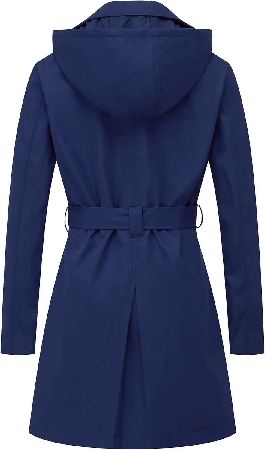 Chrisuno Women's Double Breasted Trench Coats Mid-Length Belted Overcoat Long Dress Jacket with Detachable Hood