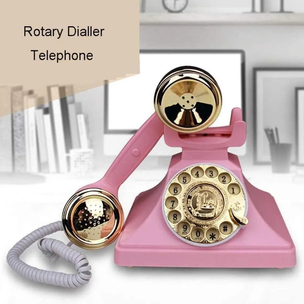 Classic Desk Dialler Classic Style Home Telephone -Corded Telephone Rotary Dial Disc Retro