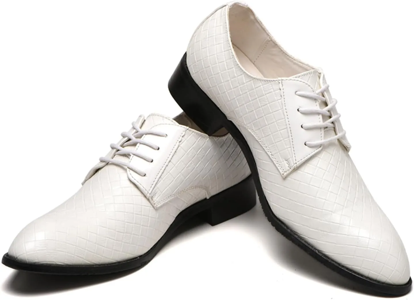 Classic Dress Shoes for Men Fashion Crocodile Printed Lace-Up Pointed-Toe Oxfords Shoes Business Formal Wedding Shoes