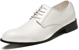 Classic Dress Shoes for Men Fashion Crocodile Printed Lace-Up Pointed-Toe Oxfords Shoes Business Formal Wedding Shoes