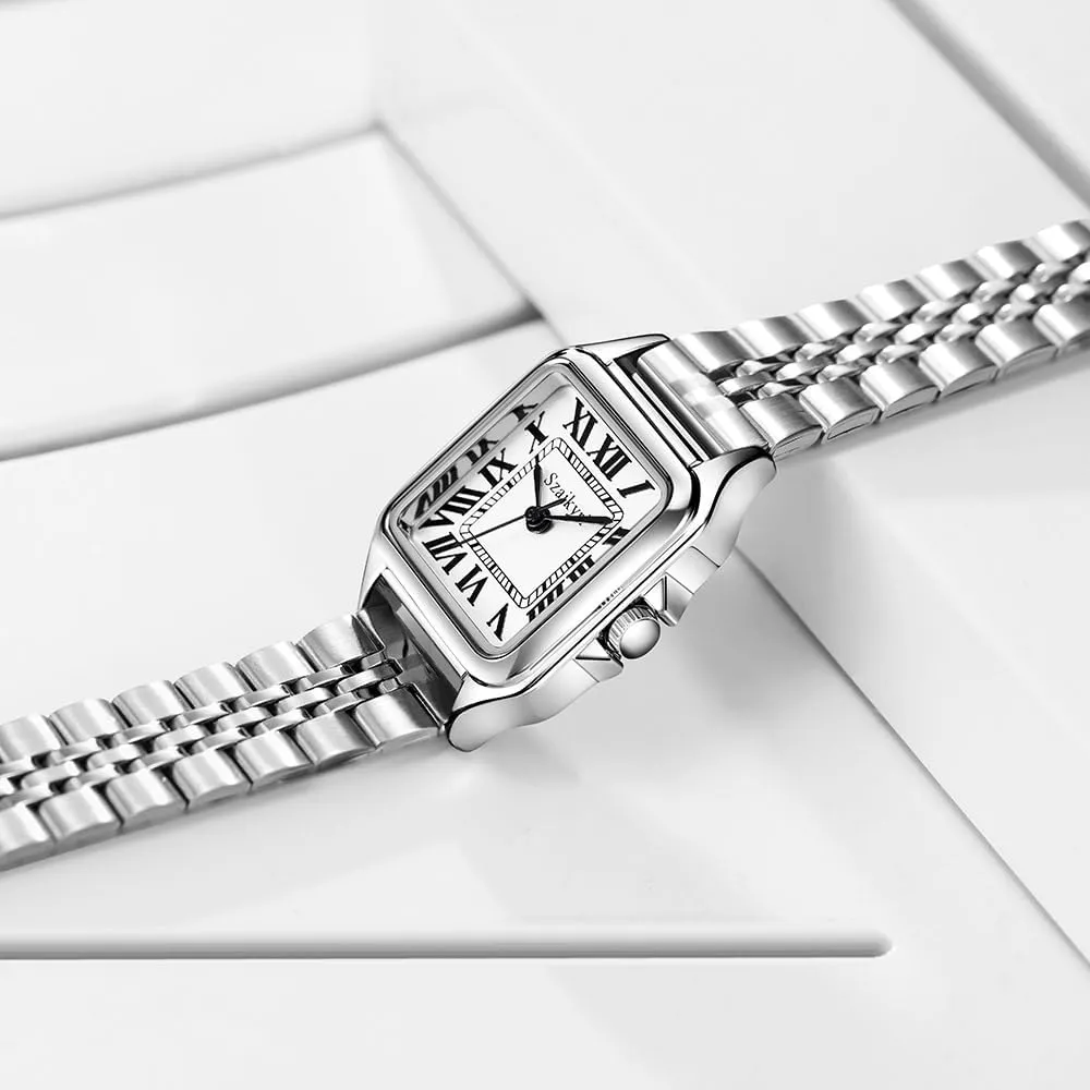Classic Square Watches for Women with Roman Numerals Ladies Casual Dress Watch