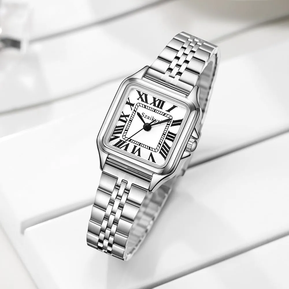 Classic Square Watches for Women with Roman Numerals Ladies Casual Dress Watch