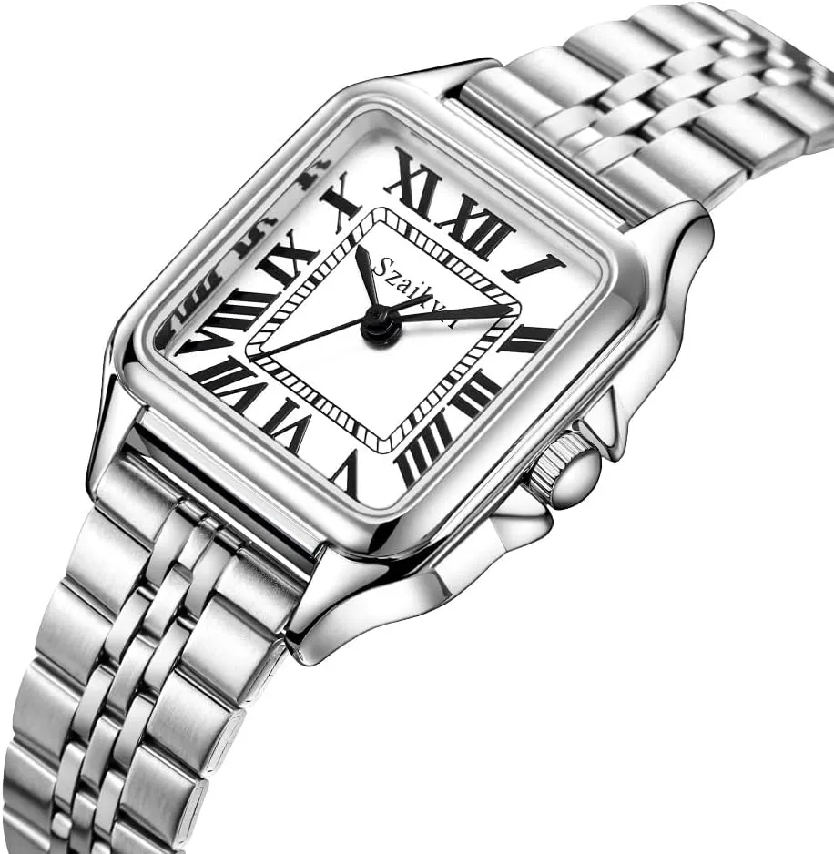 Classic Square Watches for Women with Roman Numerals Ladies Casual Dress Watch