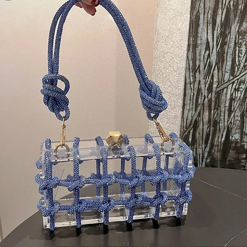 Clear Acrylic Diamond Box Clutch