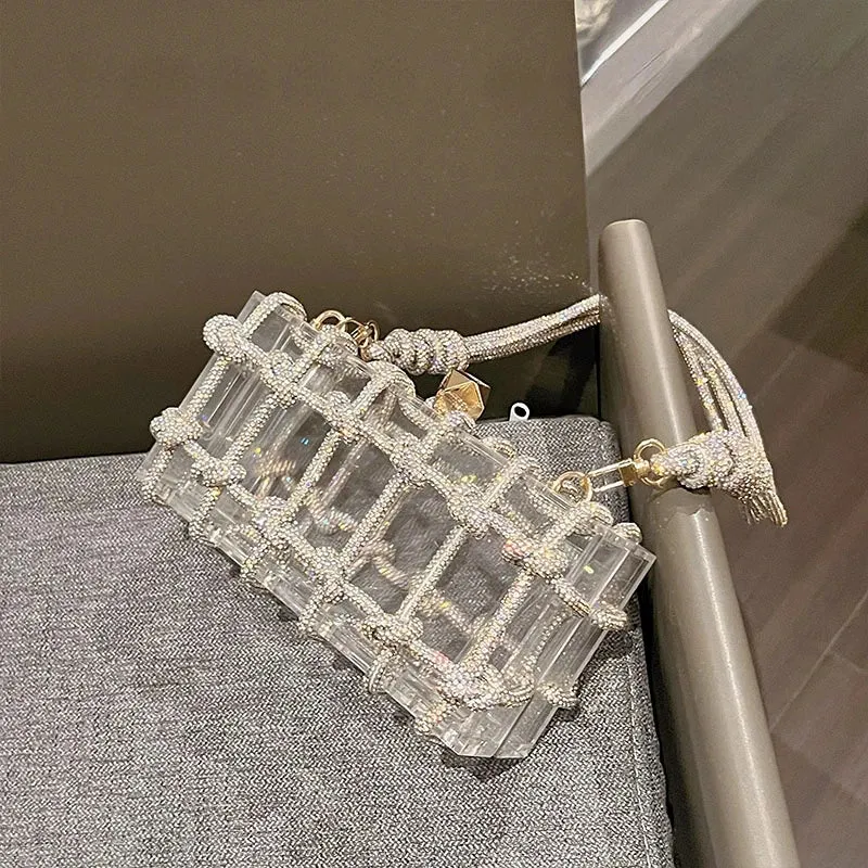 Clear Acrylic Diamond Box Clutch