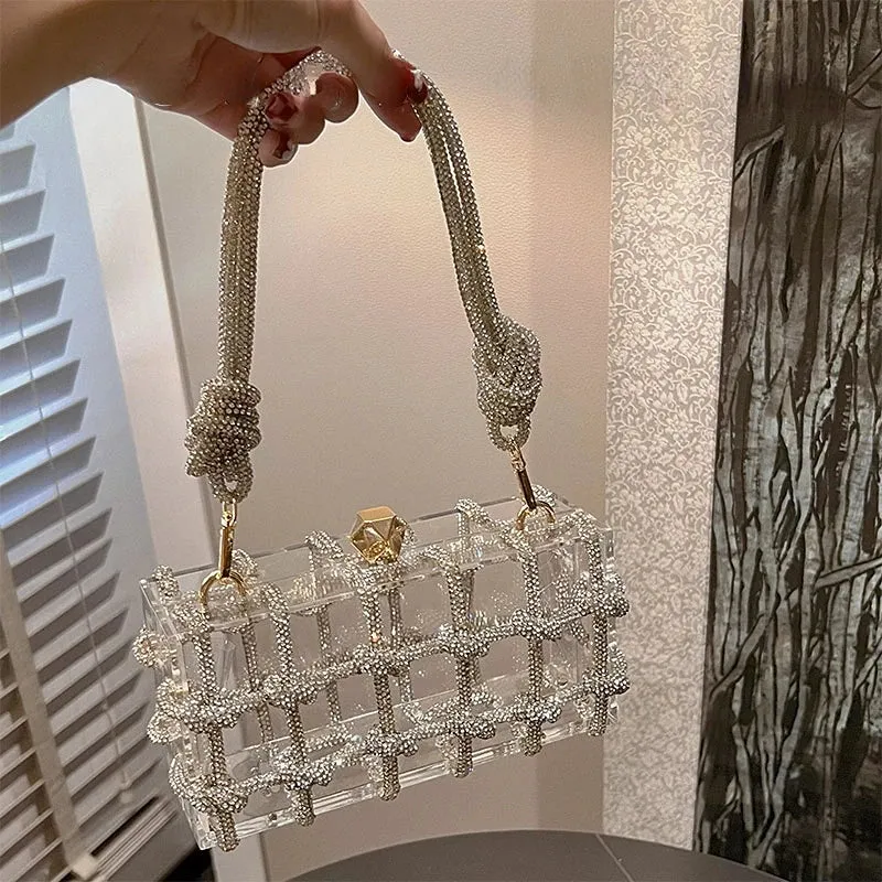 Clear Acrylic Diamond Box Clutch